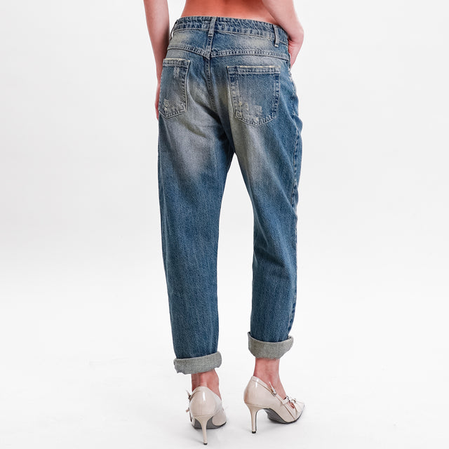 Zeroassoluto-Jeans ISA boyfriend con abrasioni - denim