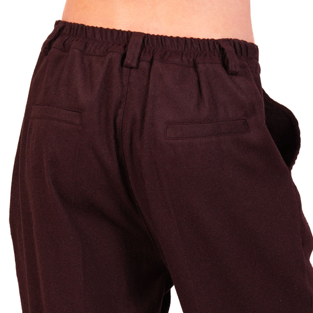 Zeroassoluto-IVY flannel trousers with elastic back - wine