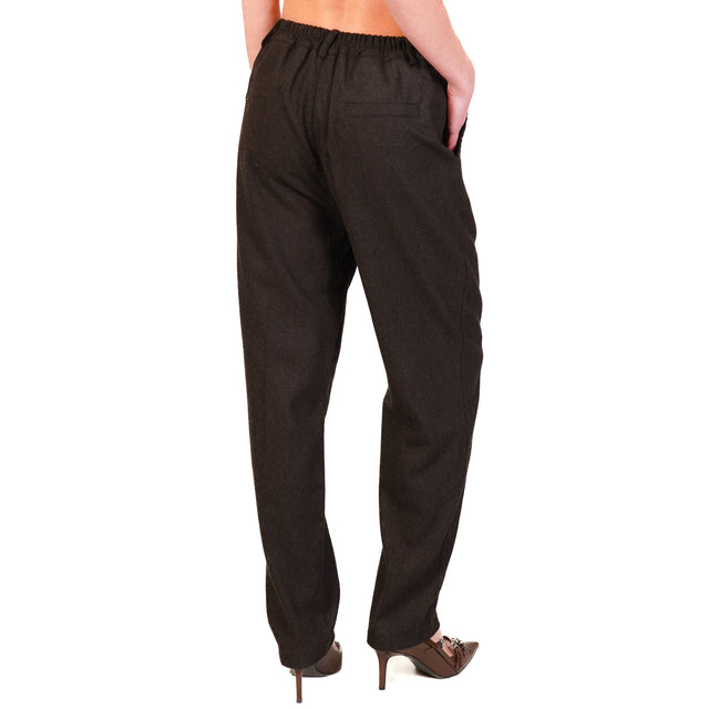 Zeroassoluto-Pantalone IVY flanella elastico dietro - moro