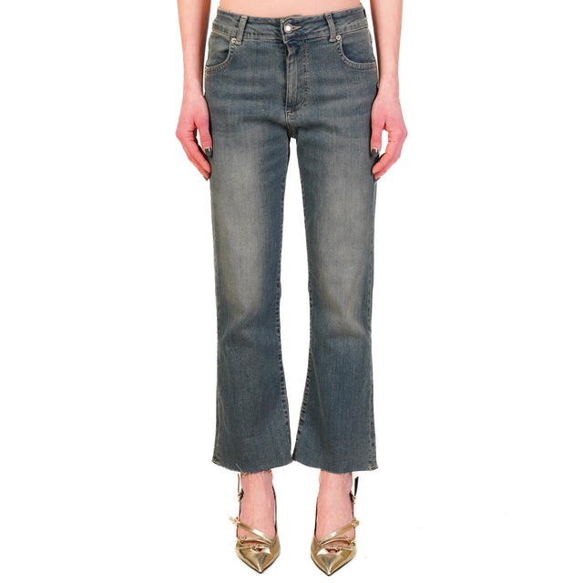 Zeroassoluto-Jeans JENNIFER flare crop elasticizzato - denim