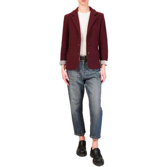 Zeroassoluto-JOY knitted fabric jacket - wine/lead