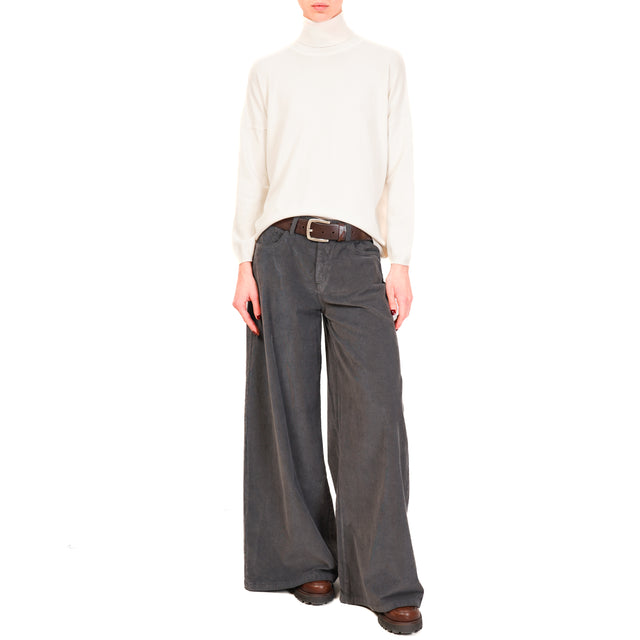 Zeroassoluto-LANY wide leg stretch corduroy trousers - lead