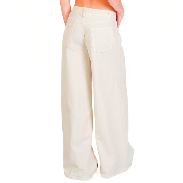 Zeroassoluto-Pantalone LANY wide leg velluto millerighe elasticizzato - burro