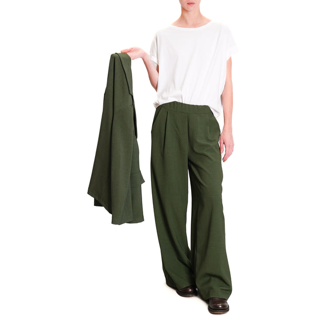 Zeroassoluto-Pantalone LESLEY elastico in vita - VERDE