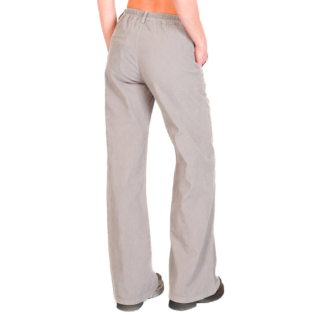 Zeroassoluto-Pantalone LILLY velluto  millerighe elasticizzato  - silver