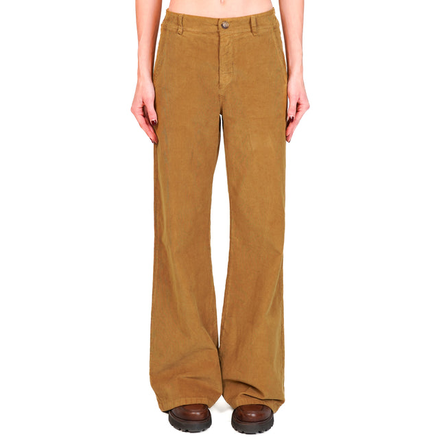 Zeroassoluto-Pantalone LILLY velluto millerighe elasticizzato - humus