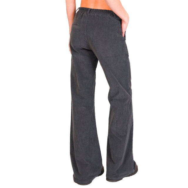 Zeroassoluto-LILLY palazzo trousers in stretch velvet - lead