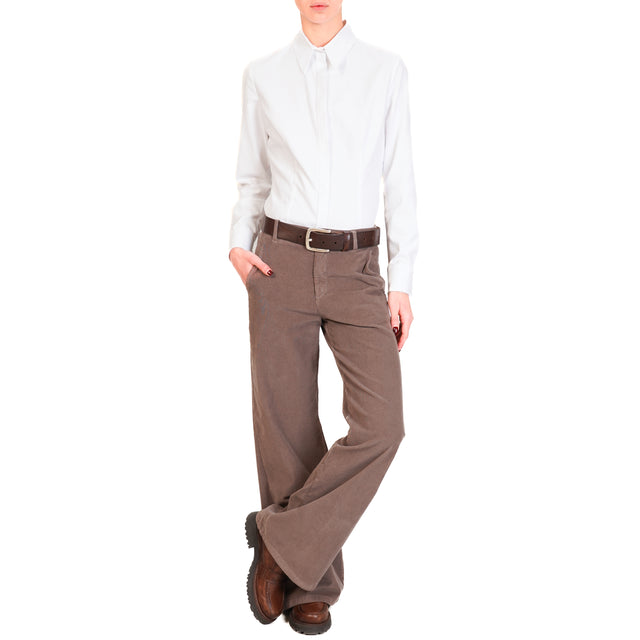 Zeroassoluto-Pantalone LILLY velluto millerighe elasticizzato - taupe