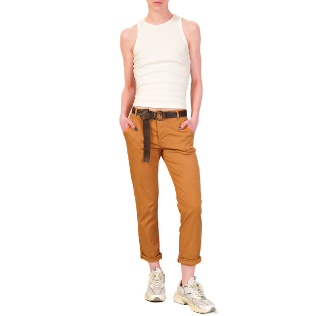 Zeroassoluto-Pantalone LOIS chino cotone elasticizzato - caramel