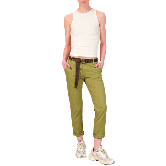 Zeroassoluto-Pantalone LOIS chino cotone elasticizzato - olio