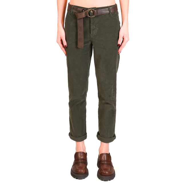 Zeroassoluto-LOIS chino trousers in stretch corduroy - forest green