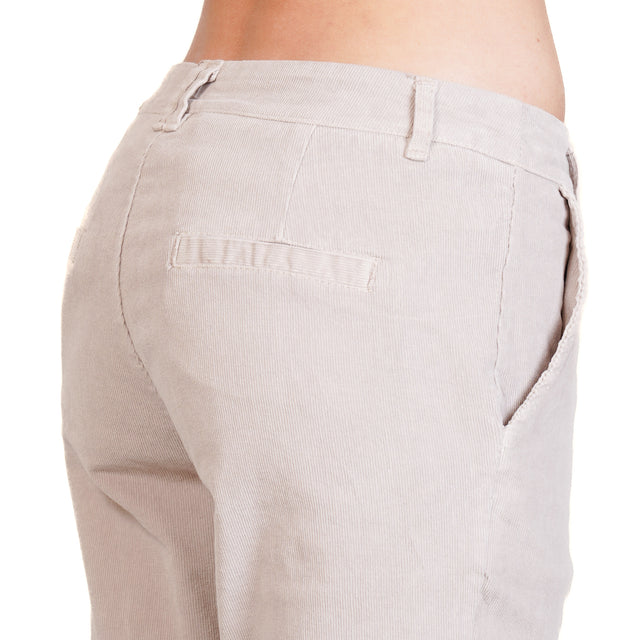 Zeroassoluto-Pantalone LOIS chino velluto millerighe elasticizzato - calce