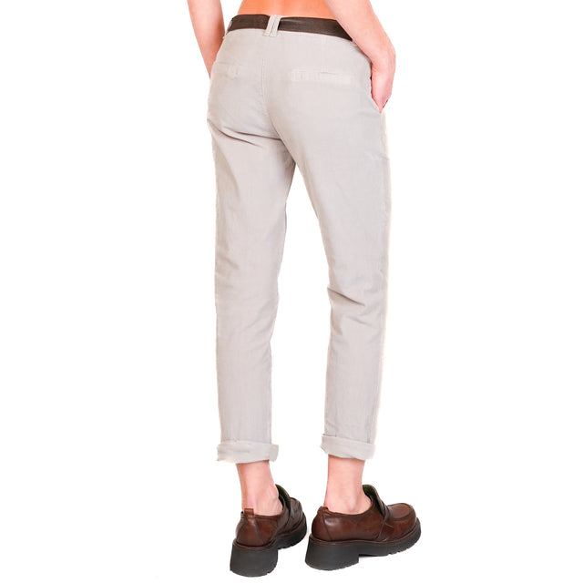 Zeroassoluto-Pantalone LOIS chino velluto millerighe elasticizzato - calce