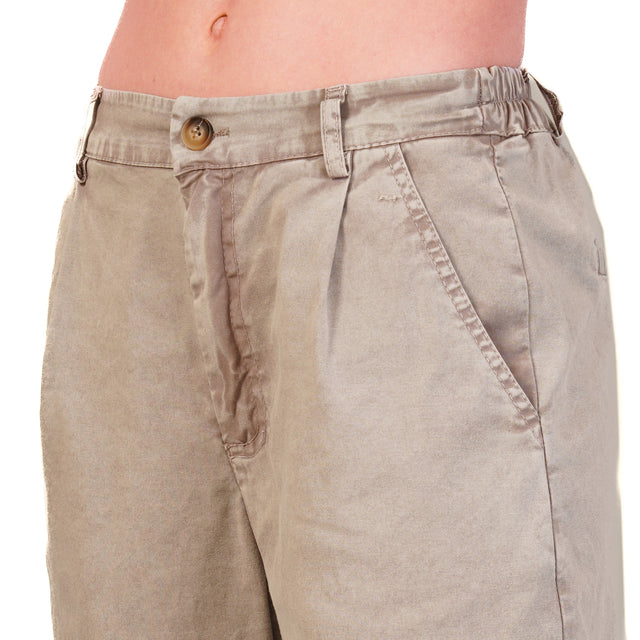 Zeroassoluto-Pantalone LOLA cotone elasticizzato stone washed maltinto - taupe