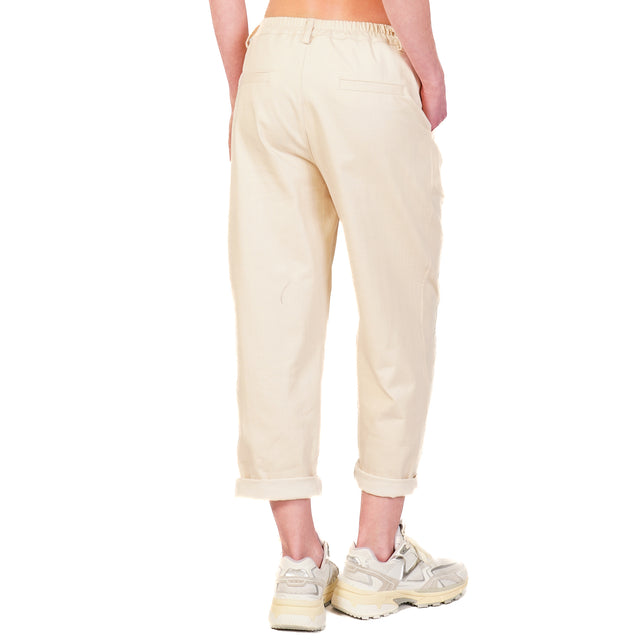 Zeroassoluto-Pantalone LORY tela cotone drill comfort - burro