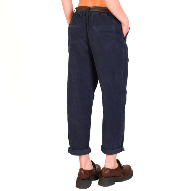 Zeroassoluto-Pantalone LORY velluto millerighe elasticizzato - blu