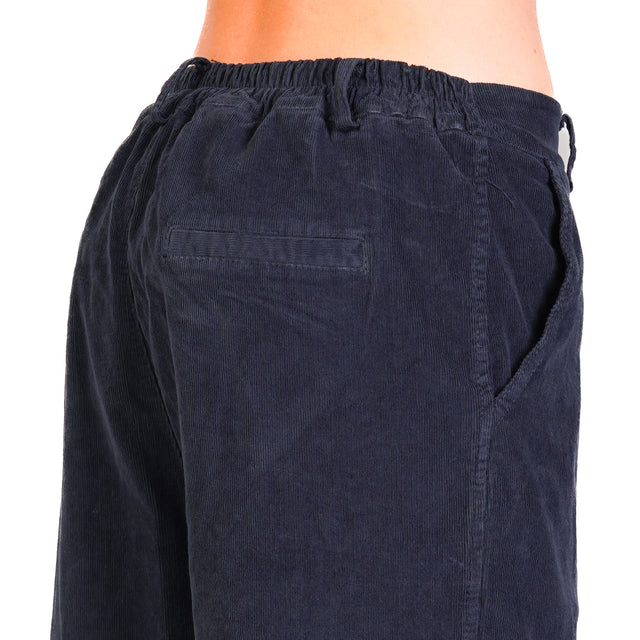 Zeroassoluto-Pantalone LORY velluto millerighe elasticizzato - blu