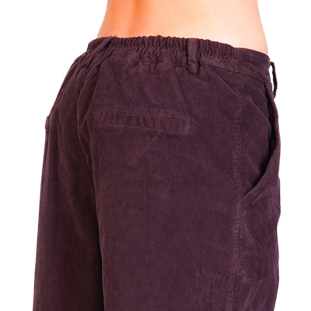 Zeroassoluto-Pantalone LORY velluto millerighe elasticizzato- burgundy