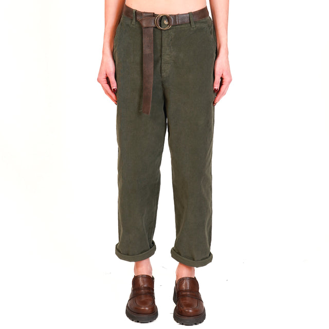 Zeroassoluto-Pantalone LORY velluto millerighe elasticizzato - verde bosco