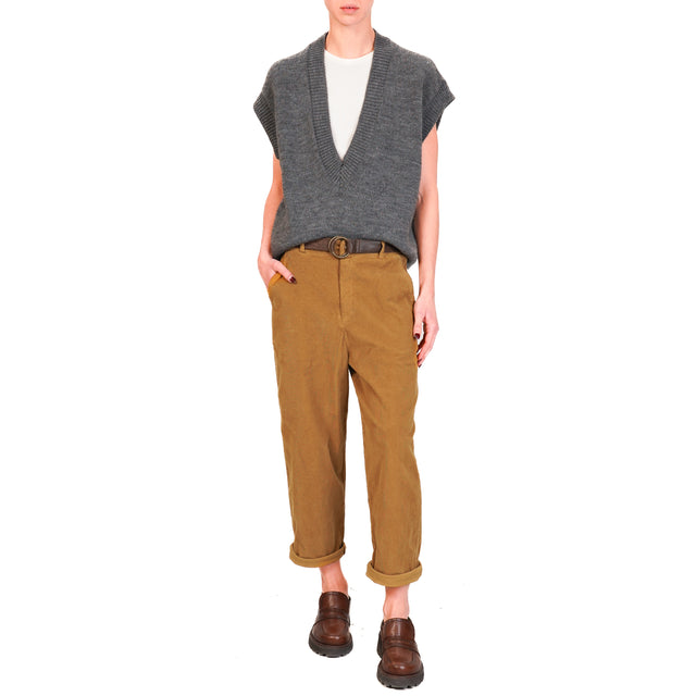 Zeroassoluto-LORY stretch corduroy trousers - humus