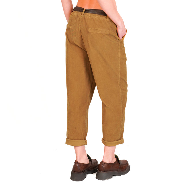 Zeroassoluto-Pantalone LORY velluto millerighe elasticizzato - humus