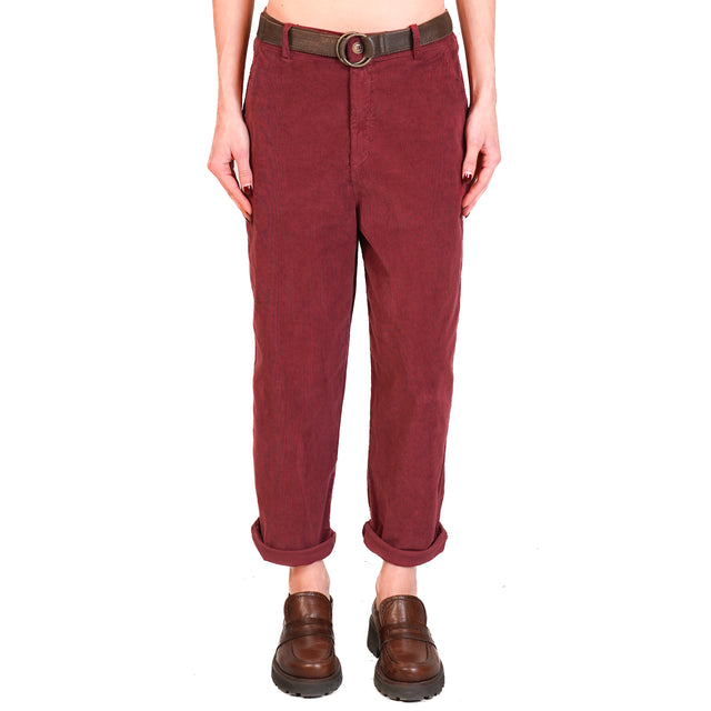 Zeroassoluto-LORY stretch corduroy trousers - wine