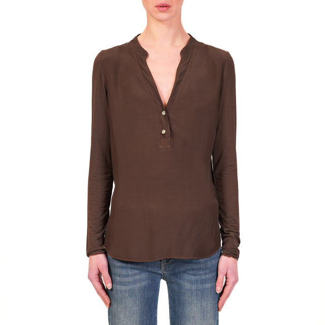 Zeroassoluto-Camicia chester doppio tessuto - cocoa