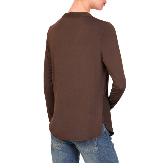 Zeroassoluto-Camicia chester doppio tessuto - cocoa