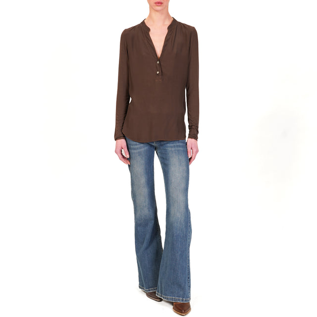 Zeroassoluto-Camicia chester doppio tessuto - cocoa