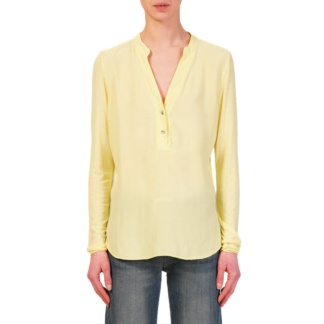 Zeroassoluto-Camicia chester doppio tessuto - mimosa