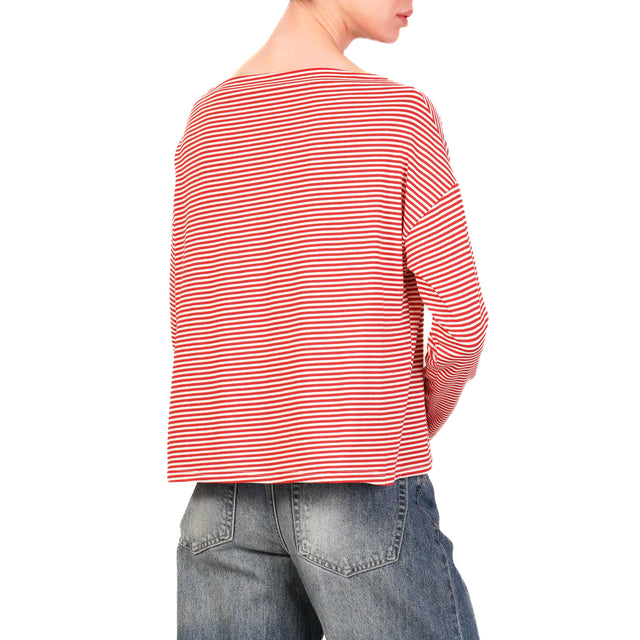 Zeroassoluto-T-shirt CLOE righe in jersey - rosso/bianco