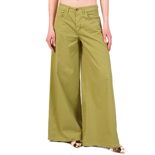 Zeroassoluto-Pantalone LANY wide leg cotone elasticizzato - olio