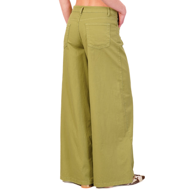 Zeroassoluto-Pantalone LANY wide leg cotone elasticizzato - olio