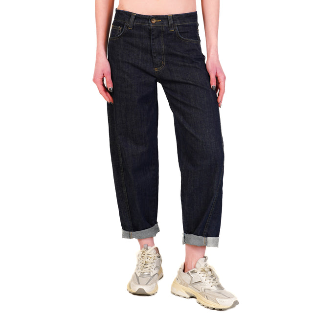 Zeroassoluto-Jeans LUNA baggy tela elasticizzata - denim scuro