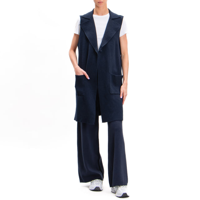 Zeroassoluto-Long vest with pockets - blue