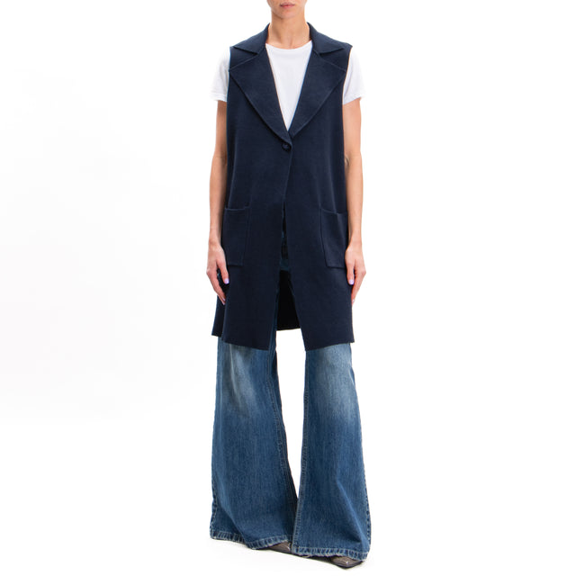 Zeroassoluto-Long vest with pockets - blue