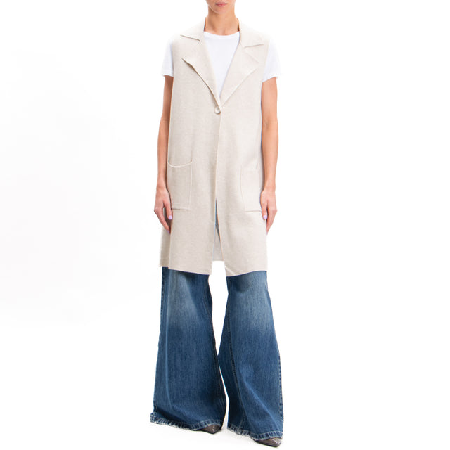 Zeroassoluto-Long vest with pockets - chalk