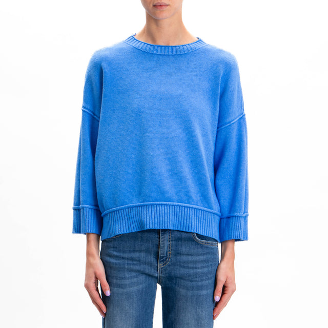 Zeroassoluto-Ribbed Crewneck Sweater - Light Blue