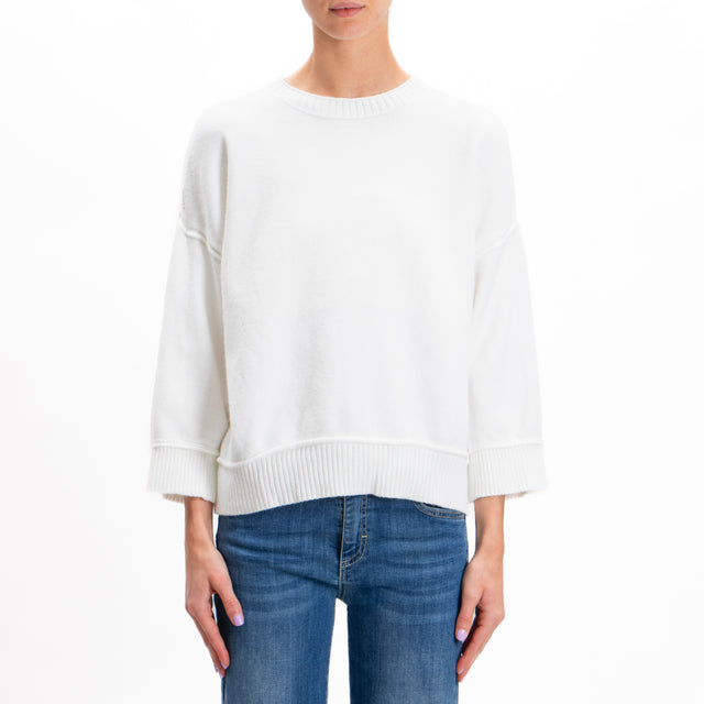 Zeroassoluto-Ribbed Crewneck Sweater - Off White