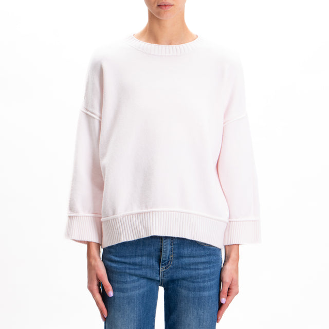 Zeroassoluto-Ribbed Crewneck Sweater - Light Pink