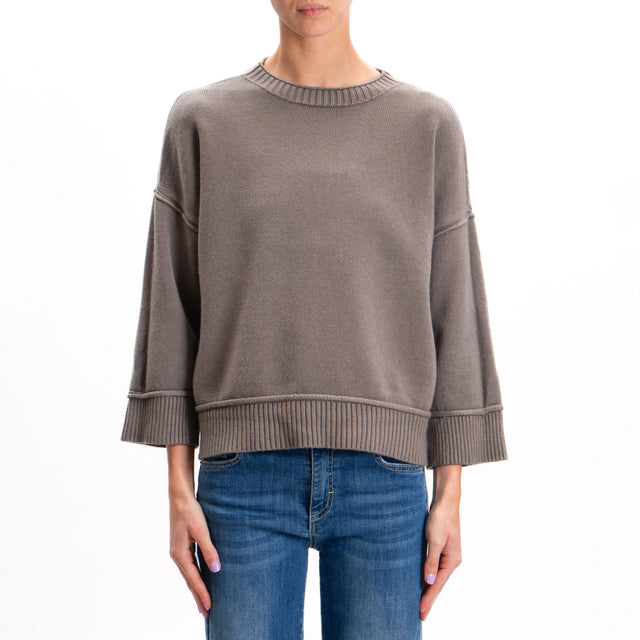 Zeroassoluto-Ribbed Crewneck Sweater - Taupe