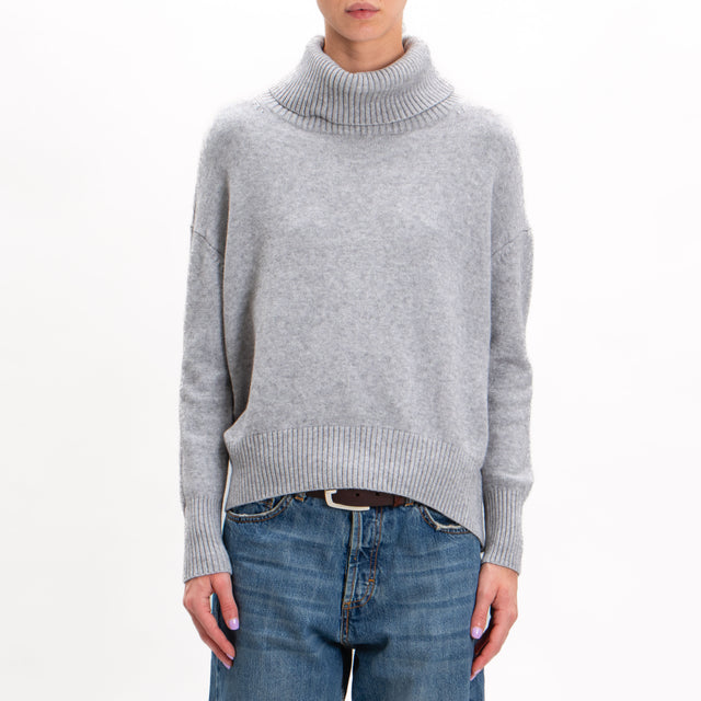 Zeroassoluto-High neck sweater - light grey melange