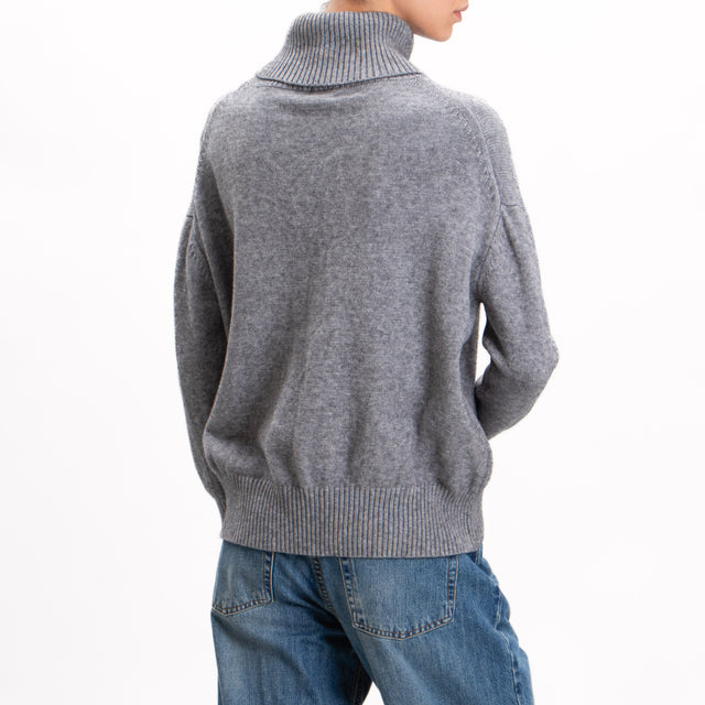 Zeroassoluto-High neck sweater - medium grey melange