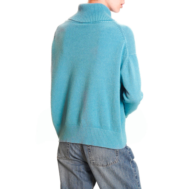 Zeroassoluto-High neck sweater - turquoise