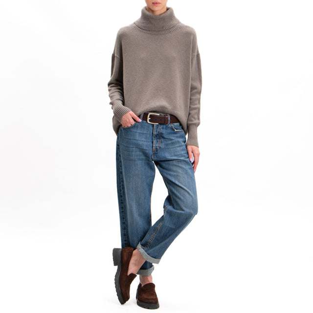 Zeroassoluto-High neck sweater - taupe