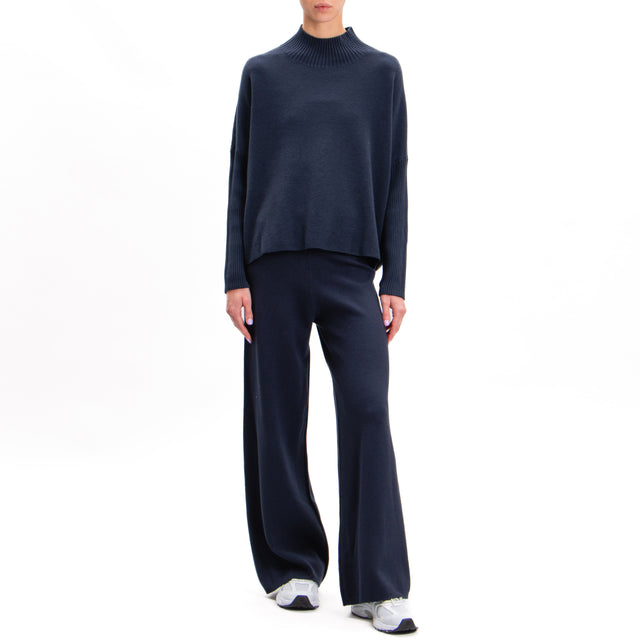 Zeroassoluto-Elastic waist knitted trousers - blue