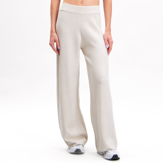 Zeroassoluto-Elastic waist knitted trousers - chalk