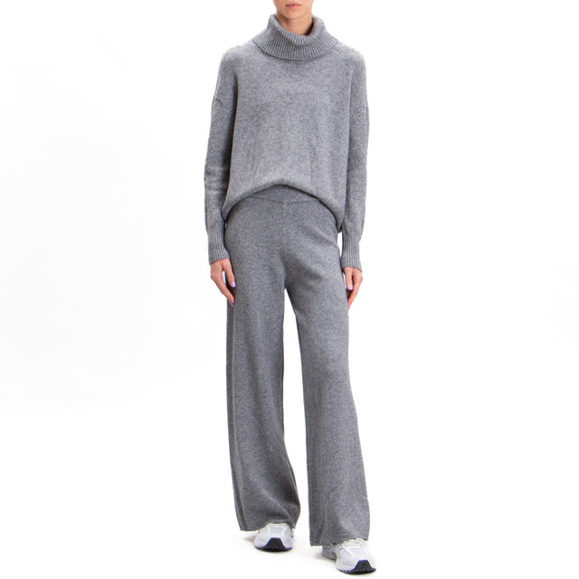 Zeroassoluto-Elastic waist knitted trousers - medium grey melange