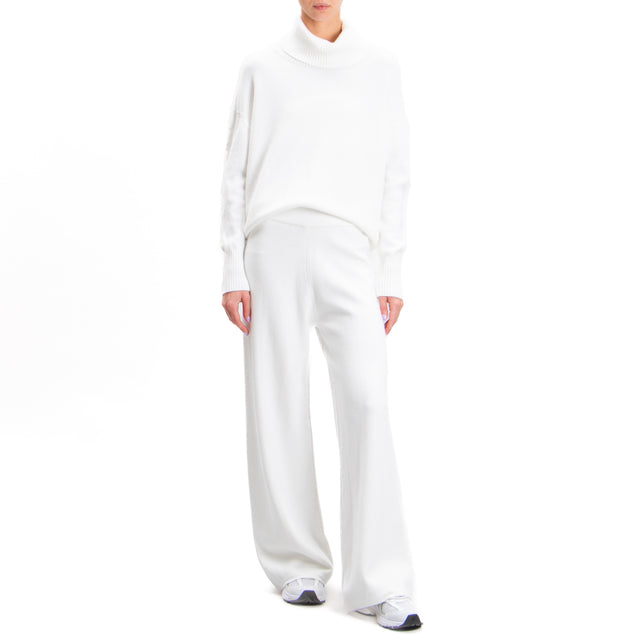 Zeroassoluto-Pantalone in maglia elastico in vita - off white