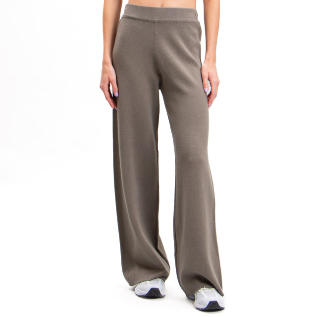 Zeroassoluto-Pantalone in maglia elastico in vita - taupe